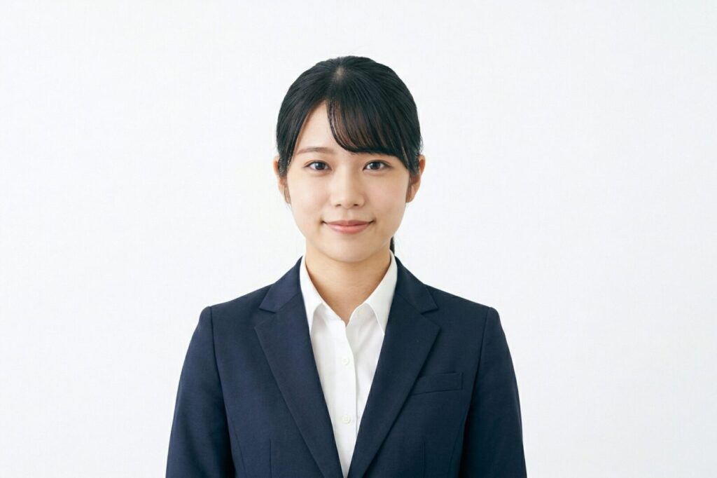 19Studioが推奨するインターン選考用証明写真の見本(女性・スーツ)